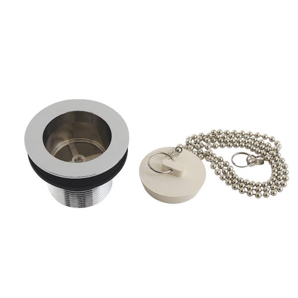 112 Chain and Stopper Tub Drain with 112 Body Thread, Polished Chrome